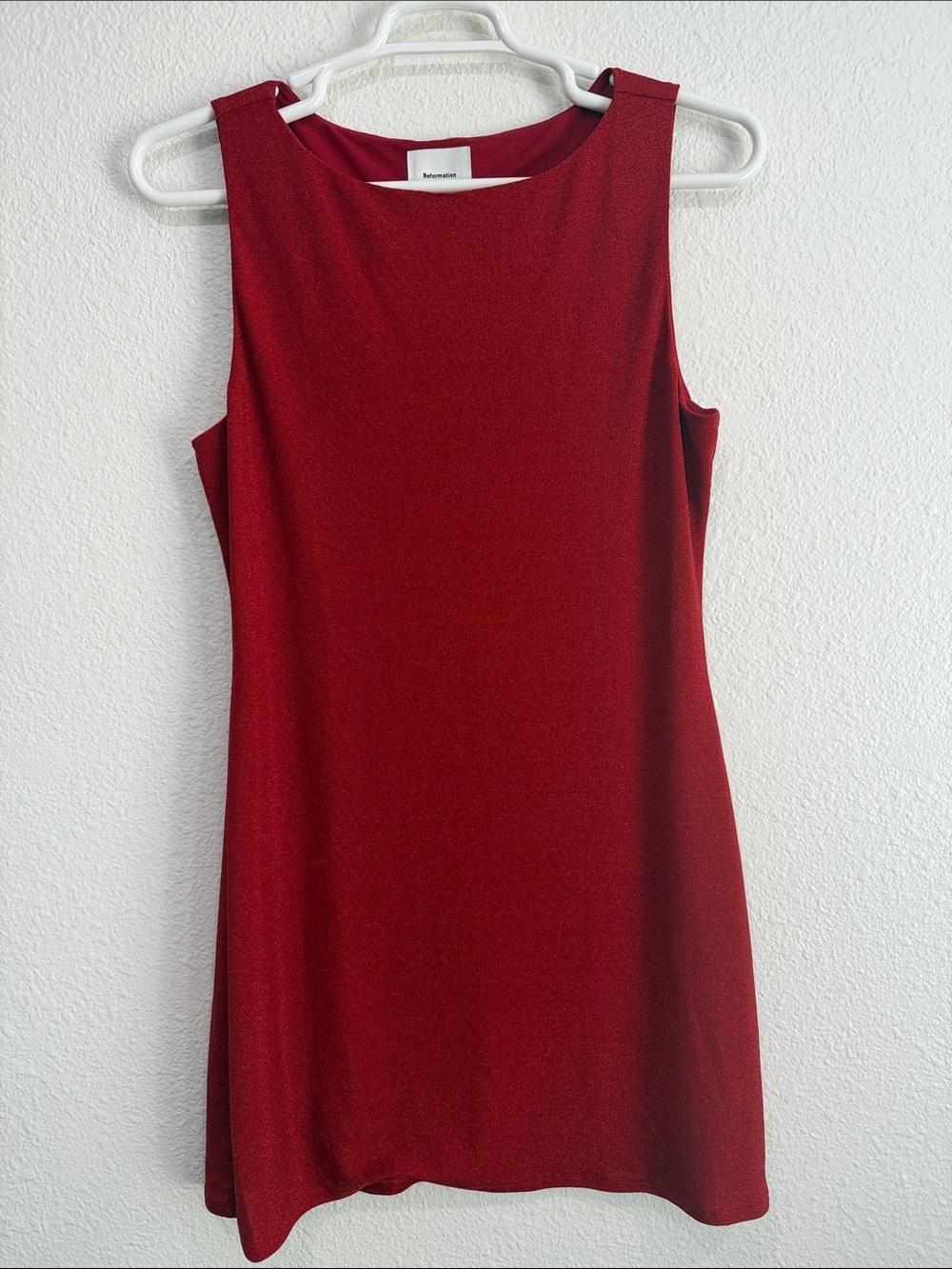 Reformation Nataly Knit Dress Red Sparkle Shimmer Mini Dress XL - Picture 2 of 7